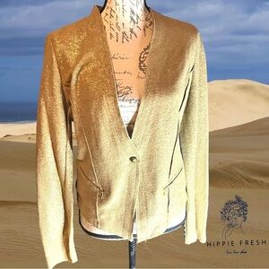 Womens MNG/Mango Gold Shimmer Cotton  Lightweight Jacket Size L